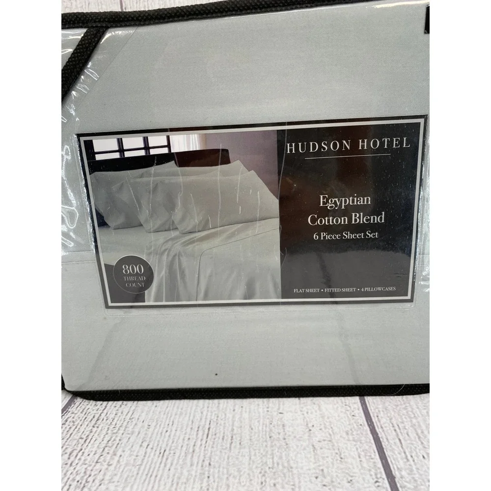 Hudson Hotel Sheet Set Queen Sage Gray 800TC Egyptian Cotton Blend Neutral